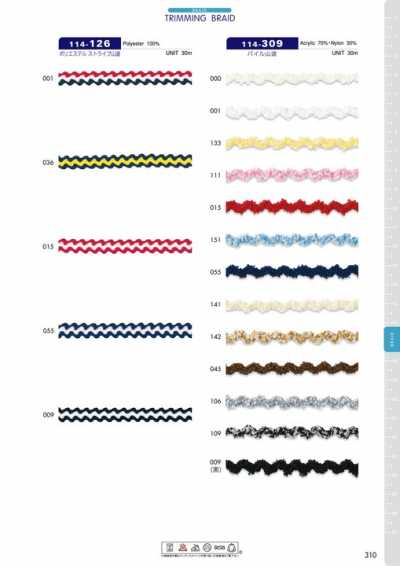 114-126 Polyester-Streifen-Zackenlitze ca. 6 mm