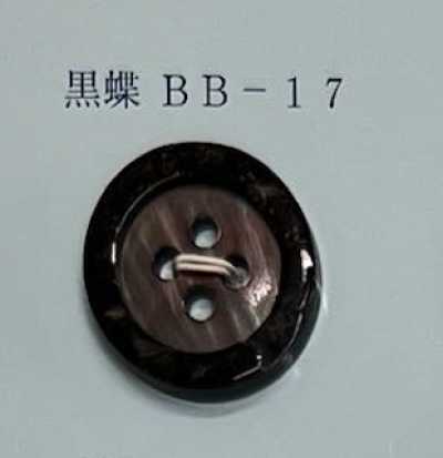 BB17 4-Loch-Knopf mit Rand aus schwarzer Perlmuttschale