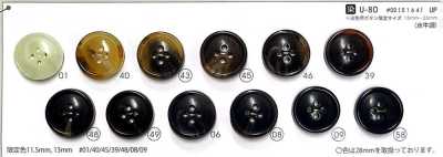 COR8 [Buffalo-Horn-Stil] 4-Loch-Knopf mit Rand