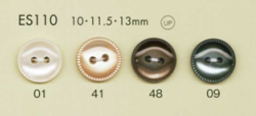 ES110 DAIYA BUTTONS 2-Loch-Dekorknopf mit Rand in Muscheloptik aus Polyester