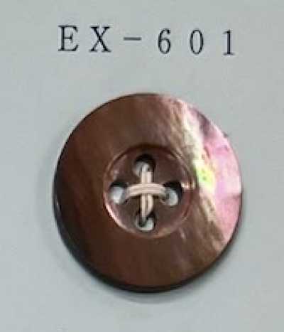 EX601 Vierloch-Perlmutt-Schalenknopf mit Rand in Braun