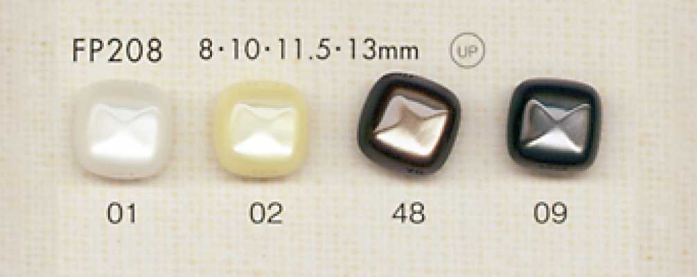 FP208 DAIYA BUTTONS Polyesterknopf in Perlmuttoptik (quadratisch)