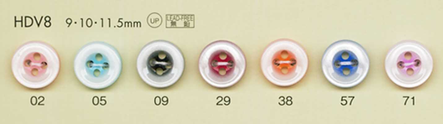 HDV8 DAIYA BUTTONS schlagfeste HYPER DURABLE-Serie perlmuttartige Polyesterknöpfe