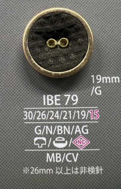 IBE79 Bezogener Knopf mit Ösenkappe und geschlossenem Stift