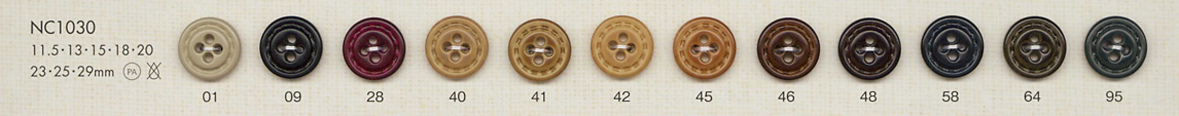 NC1030 Vierloch-Nylonknopf in Lederoptik