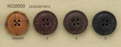 NO2000 Lederknopf mit 4 sichtbaren Löchern