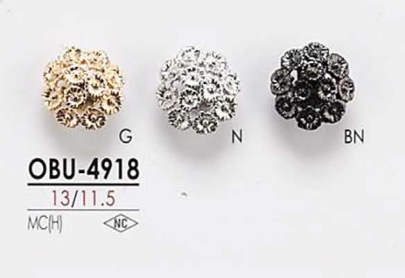 OBU4918 Metallknopf mit Blumenmotiv