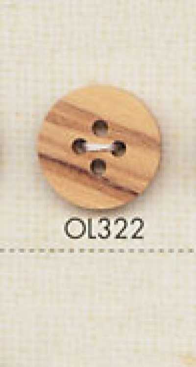 OL322 Knopf aus natürlichem Holz mit 4 Löchern