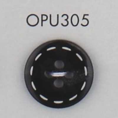 OPU305 Stich-Design 4-Loch-Polyesterknopf in Schildpatt-Optik
