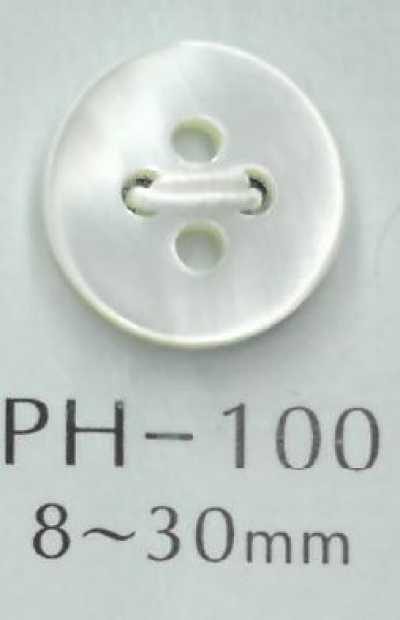 PH100 Flacher 4-Loch-Muschelknopf