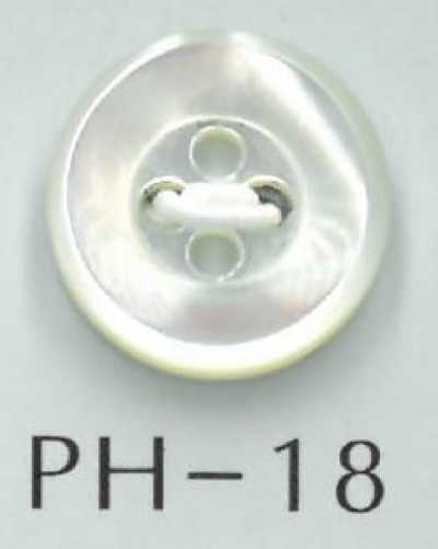 PH18 4-Loch-Naturmuschelknopf mit Vertiefung