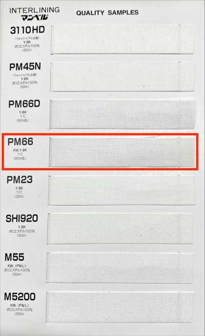 PM66 Inber Series Bügelbare Einlage (Band), weiche Ausführung