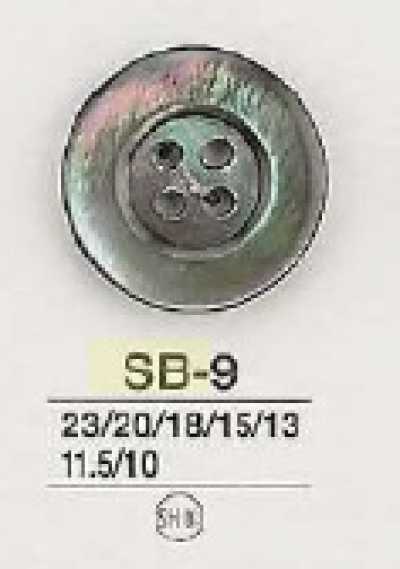 SB9 Schwarzer Perlmutt-Schalenknopf mit 4 Löchern