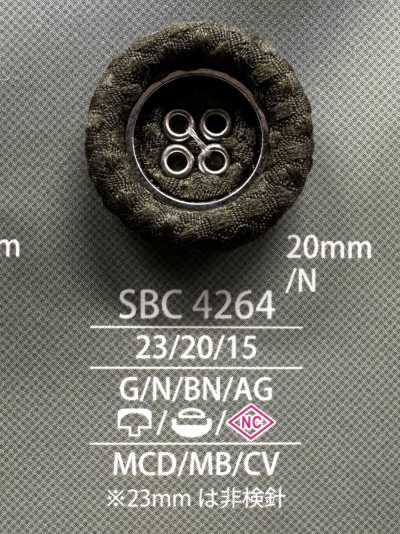 SBC4264 Öse, Kappe und Schließpfosten, bezogener Knopf