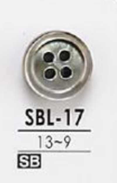 SBL17 Schwarzer Perlmutt-Muschelknopf mit 4 Löchern, farblos