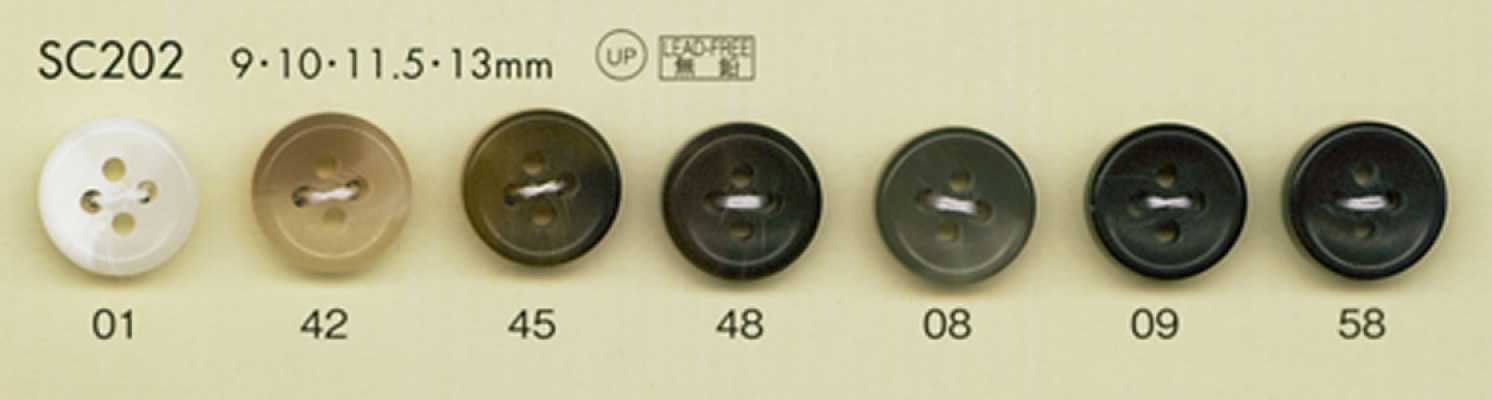 SC202 DAIYA BUTTONS stoßfeste HYPER DURABLE-Serie Polyesterknopf in Büffelhorn-Optik