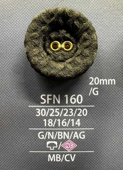 SFN160 Bezogener Knopf mit Ösenkappe und geschlossenem Stiel
