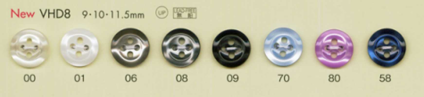 VHD8 DAIYA BUTTONS Schlagfeste HYPER DURABLE Serie Polyesterknopf in Muscheloptik