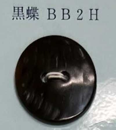 BB2H Zweiloch-randloser Knopf aus schwarzer Perlmuttschale