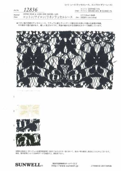 12836 Baumwolle/Nylon/Leinen-Raschelspitze
