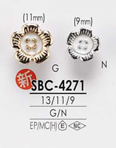 SBC4271 Färbbarer Metallknopf mit Blumenmotiv