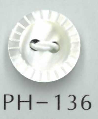 PH136 2-Loch-Muschelkno p f mit Einkerbung