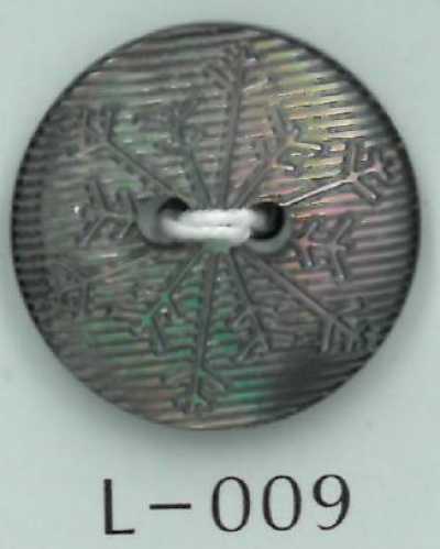 L-009 2-Loch-Muschelknopf mit Schneeflocken-Gravur
