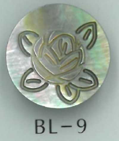 BL-9 Muschelknopf mit Rosengravur und Metallschaft