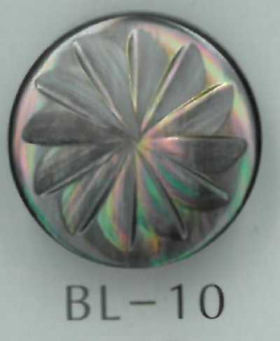 BL-10 Muschelknopf mit Blumenmuster und Metallsteg