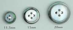 WB17 4-Loch 17 mm Muschelknopf aus schwarzer Lippenmuschel mit Rand