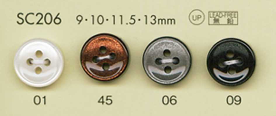 SC206 DAIYA BUTTONS stoßfeste HYPER DURABLE-Serie Polyesterknöpfe in Muscheloptik
