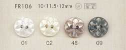 FR106 DAIYA BUTTONS Polyesterknopf in Muscheloptik (Blumenmuster)