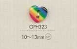 OPH323 DAIYA BUTTONS Herzförmiger Polyesterknopf (Regenbogen)