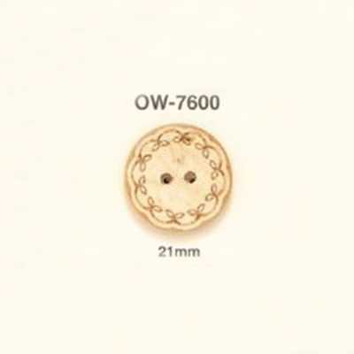OW-7600 Holzknopf mit Blumenmotiv