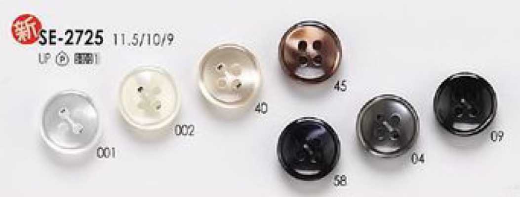 SE-2725 Einfacher Polyesterknopf in Muscheloptik mit 4 Löchern für Hemden und Blusen