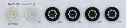 PW2103 Klebstofffreies, leichtes Ringdesign für Damen: gefärbter luxuriöser 2-Loch-Polyesterknopf