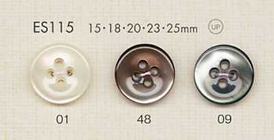 ES115 DAIYA BUTTONS Schalenförmiger 4-Loch-Polyesterknopf in Perlmuttoptik