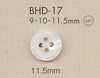 BHD17 DAIYA BUTTONS Stoßfeste, Umrandete 4-Loch RIVER -Knöpfe Aus Muschelartigem Polyester