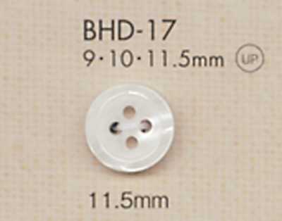 BHD17 DAIYA BUTTONS schlagfester gerandeter Vier-Loch-RIVER-Polyesterknopf in Muscheloptik