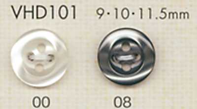 VHD101 DAIYA BUTTONS stoßfeste HYPER DURABLE-Serie, mit Rand, 4-Loch-Polyesterknopf in Muscheloptik