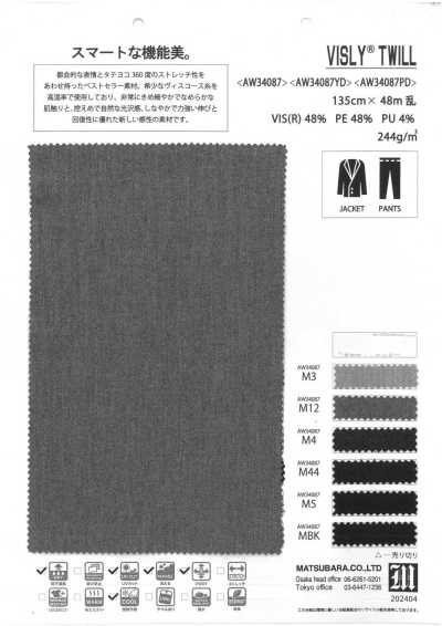 AW34087 Stretch-Twill, Viskose-Mischung