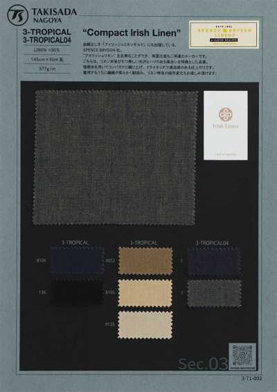 3-TROPICAL SPENCE BRYSON Kompaktes irisches Leinen Irisches Leinen Irisches Leinen Leinen Tropical High-Twist-Garn Kompaktes Leinen