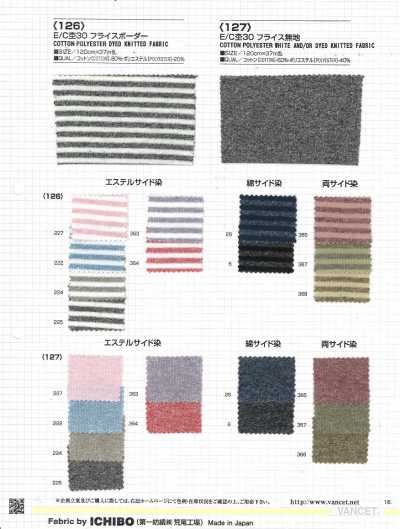 126 Baumwoll-Polyester-Meliert 30 Rundrippe Horizontale Streifen