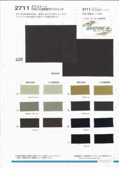 2711 Greystone CM30/20 Hochdicht-Satin-Stretch, stück-/pigmentgefärbt