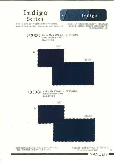 3337 40s Baumwoll-Typewriter-Gewebe, indigogefärbt