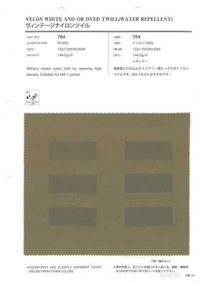 764 Vintage-Nylon-Twill für Oberbekleidung im Militärstil