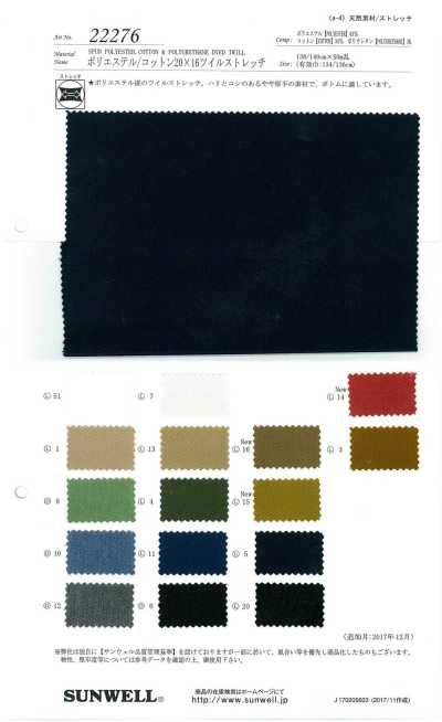 22276 Polyester/Baumwolle 20x16 Stretch-Köper