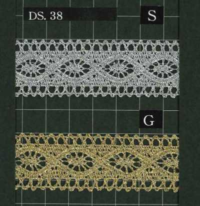 DS38 Lurex-Torchon-Spitze, Breite 23 mm