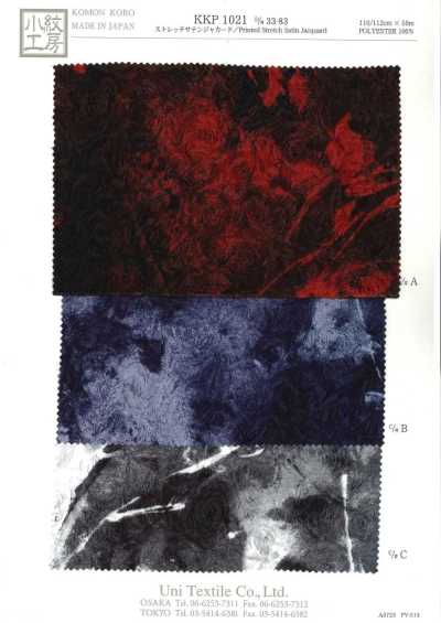 KKP1021-D-33-83 Stretch-Satin-Jacquard mit mehrfarbigem Blumenmuster