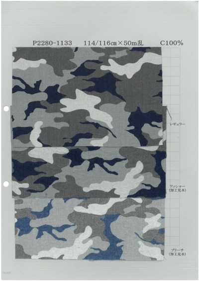 P2280-1133-woodland Chambray-Entfärbedruck Woodland 5 Oz